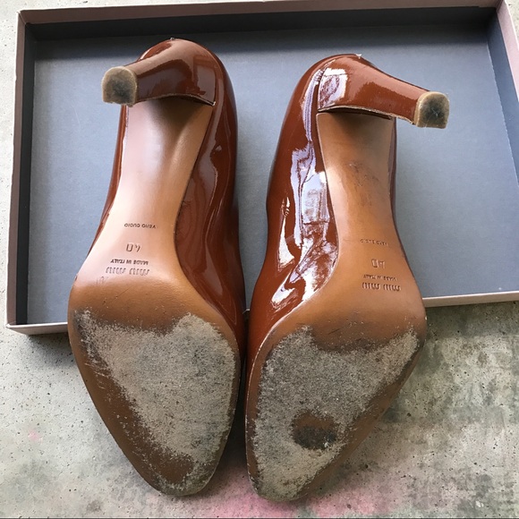 Miu Miu Brown Patent Leather Heels - Picture 6 of 7